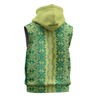 Hawaii Lei with Tribal Quilt Motif Sleeveless Zip Hoodie LT9 - Polynesian Pride