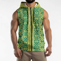 Hawaii Lei with Tribal Quilt Motif Sleeveless Zip Hoodie LT9 - Polynesian Pride