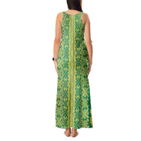 Hawaii Lei with Tribal Quilt Motif Tank Maxi Dress