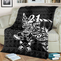 New Zealand Rugby Warrior Custom Blanket Black Fern Taniko Motif
