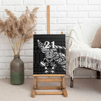 New Zealand Rugby Warrior Custom Canvas Wall Art Black Fern Taniko Motif
