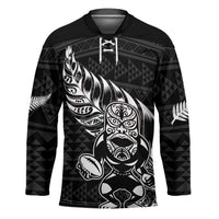 New Zealand Rugby Warrior Custom Hockey Jersey Black Fern Taniko Motif LT9 Unisex Black - Polynesian Pride