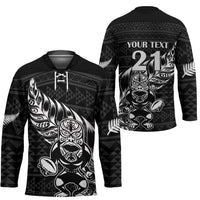 New Zealand Rugby Warrior Custom Hockey Jersey Black Fern Taniko Motif LT9 - Polynesian Pride
