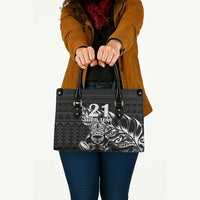 New Zealand Rugby Warrior Custom Leather Bag Black Fern Taniko Motif LT9 - Polynesian Pride