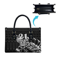 New Zealand Rugby Warrior Custom Leather Bag Black Fern Taniko Motif LT9 - Polynesian Pride