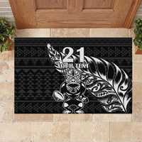 New Zealand Rugby Warrior Custom Rubber Doormat Black Fern Taniko Motif