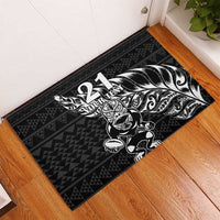 New Zealand Rugby Warrior Custom Rubber Doormat Black Fern Taniko Motif