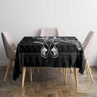 New Zealand Rugby Warrior Custom Tablecloth Black Fern Taniko Motif