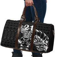 New Zealand Rugby Warrior Custom Travel Bag Black Fern Taniko Motif - Polynesian Pride