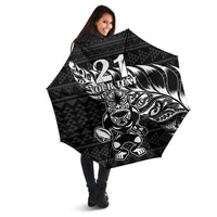 New Zealand Rugby Warrior Custom Umbrella Black Fern Taniko Motif LT9 - Polynesian Pride