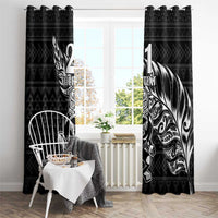 New Zealand Rugby Warrior Custom Window Curtain Black Fern Taniko Motif