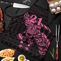 New Zealand Rugby Warrior Custom Apron Pink Fern Taniko Motif LT9 Pink - Polynesian Pride