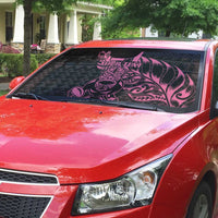 New Zealand Rugby Warrior Custom Auto Sun Shade Pink Fern Taniko Motif - Polynesian Pride