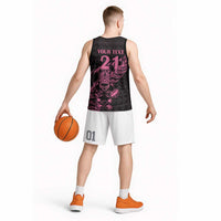 New Zealand Rugby Warrior Custom Basketball Jersey Pink Fern Taniko Motif LT9 - Polynesian Pride
