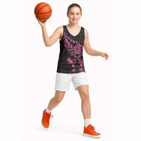 New Zealand Rugby Warrior Custom Basketball Jersey Pink Fern Taniko Motif LT9 - Polynesian Pride