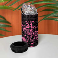 New Zealand Rugby Warrior Custom 4 in 1 Can Cooler Tumbler Pink Fern Taniko Motif