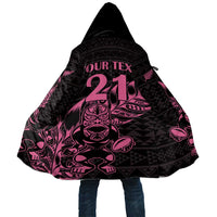 New Zealand Rugby Warrior Custom Cloak Pink Fern Taniko Motif - Polynesian Pride