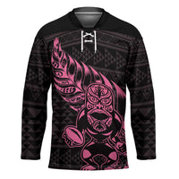 New Zealand Rugby Warrior Custom Hockey Jersey Pink Fern Taniko Motif LT9 Unisex Pink - Polynesian Pride