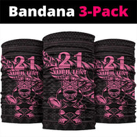 New Zealand Rugby Warrior Custom Neck Gaiter Pink Fern Taniko Motif - Polynesian Pride