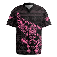 New Zealand Rugby Warrior Custom Rugby Jersey Pink Fern Taniko Motif