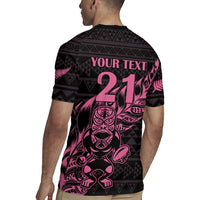 New Zealand Rugby Warrior Custom Rugby Jersey Pink Fern Taniko Motif