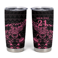 New Zealand Rugby Warrior Custom Tumbler Cup Pink Fern Taniko Motif