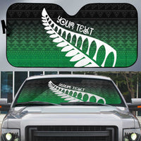 Green Silver Fern Spirit Taniko Tukutuku Personalised Auto Sun Shade - Polynesian Pride