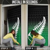 Green Silver Fern Spirit Taniko Tukutuku Personalised Door Cover - Polynesian Pride