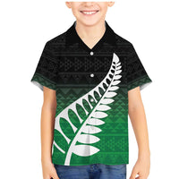 Green Silver Fern Spirit Taniko Tukutuku Personalised Family Matching Mermaid Dress and Hawaiian Shirt