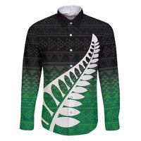 Green Silver Fern Spirit Taniko Tukutuku Personalised Family Matching Puletasi and Hawaiian Shirt