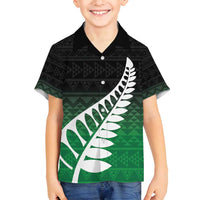 Green Silver Fern Spirit Taniko Tukutuku Personalised Family Matching Summer Maxi Dress and Hawaiian Shirt