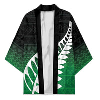 Green Silver Fern Spirit Taniko Tukutuku Personalised Kimono LT9 Unisex Green - Polynesian Pride
