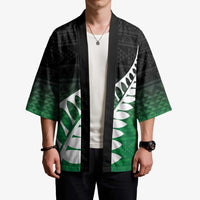 Green Silver Fern Spirit Taniko Tukutuku Personalised Kimono LT9 - Polynesian Pride