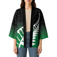 Green Silver Fern Spirit Taniko Tukutuku Personalised Kimono LT9 - Polynesian Pride