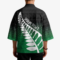 Green Silver Fern Spirit Taniko Tukutuku Personalised Kimono LT9 - Polynesian Pride
