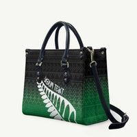 Green Silver Fern Spirit Taniko Tukutuku Personalised Leather Bag LT9 Green - Polynesian Pride