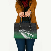 Green Silver Fern Spirit Taniko Tukutuku Personalised Leather Bag LT9 - Polynesian Pride