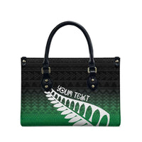 Green Silver Fern Spirit Taniko Tukutuku Personalised Leather Bag LT9 - Polynesian Pride