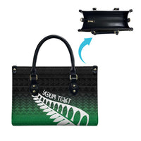 Green Silver Fern Spirit Taniko Tukutuku Personalised Leather Bag LT9 - Polynesian Pride