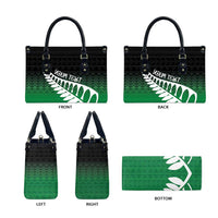 Green Silver Fern Spirit Taniko Tukutuku Personalised Leather Bag LT9 - Polynesian Pride