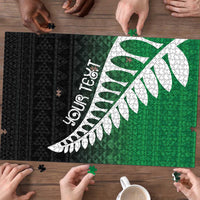 Green Silver Fern Spirit Taniko Tukutuku Personalised Puzzle - Polynesian Pride