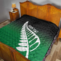 Green Silver Fern Spirit Taniko Tukutuku Personalised Quilt