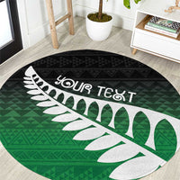 Green Silver Fern Spirit Taniko Tukutuku Personalised Round Carpet LT9 Green - Polynesian Pride