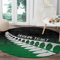 Green Silver Fern Spirit Taniko Tukutuku Personalised Round Carpet LT9 - Polynesian Pride