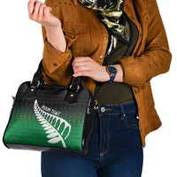 Green Silver Fern Spirit Taniko Tukutuku Personalised Shoulder Handbag