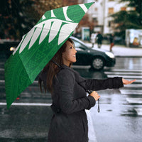 Green Silver Fern Spirit Taniko Tukutuku Personalised Umbrella - Polynesian Pride