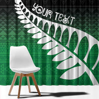 Green Silver Fern Spirit Taniko Tukutuku Personalised Window Curtain