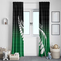 Green Silver Fern Spirit Taniko Tukutuku Personalised Window Curtain