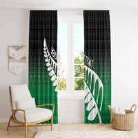 Green Silver Fern Spirit Taniko Tukutuku Personalised Window Curtain
