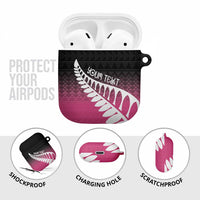 Pink Silver Fern Spirit Taniko Tukutuku Personalised AirPods Case - Polynesian Pride